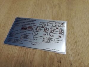 Tire Pressure Sticker